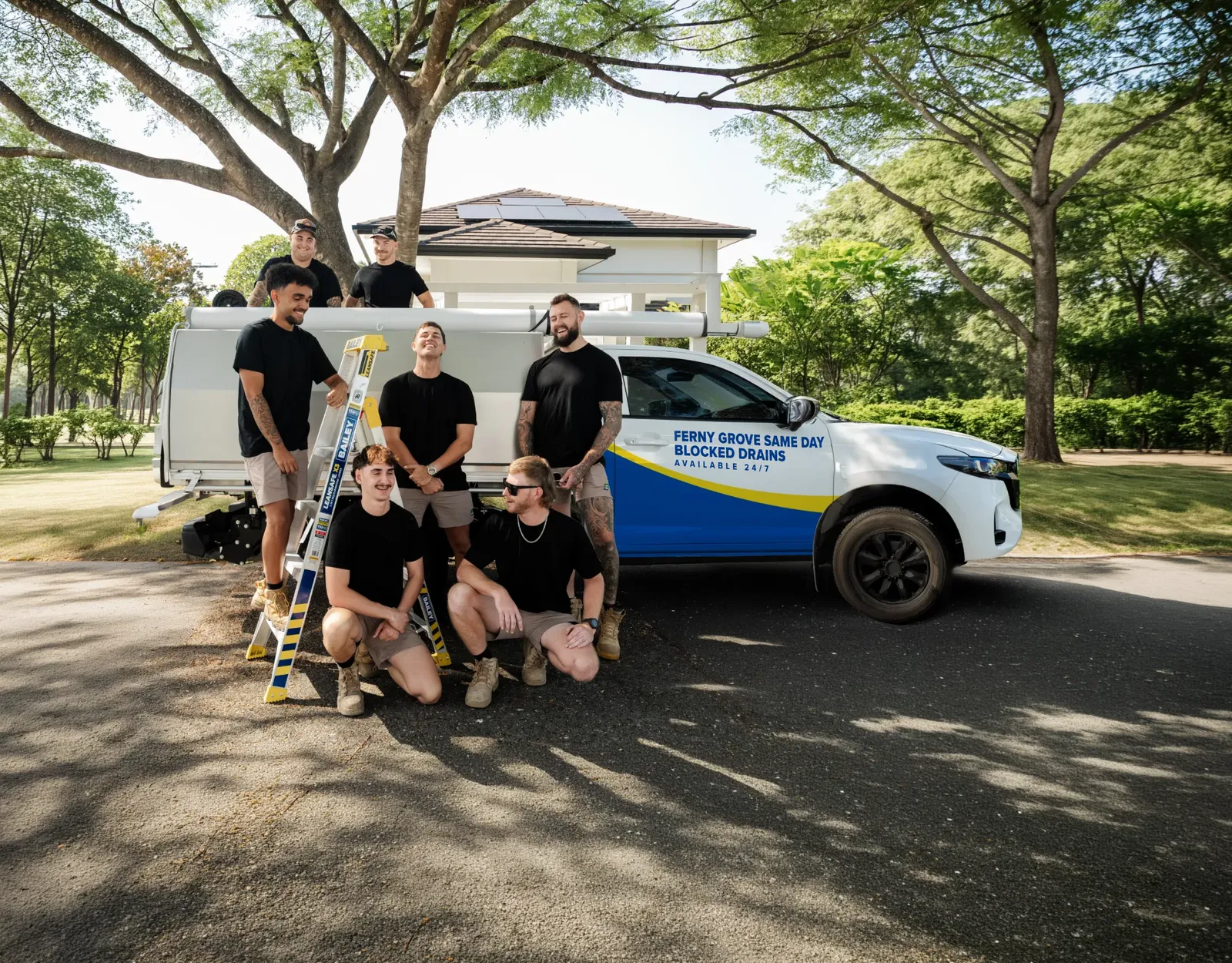 Ferny Grove Same Day Blocked Drains ute and team